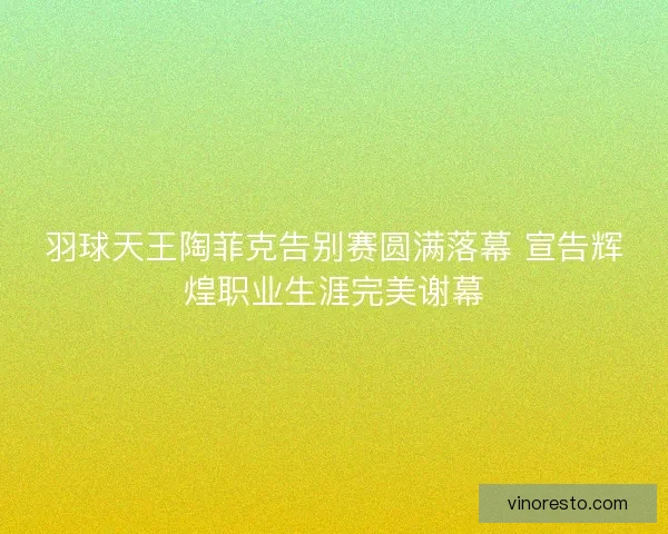 羽球天王陶菲克告别赛圆满落幕 宣告辉煌职业生涯完美谢幕